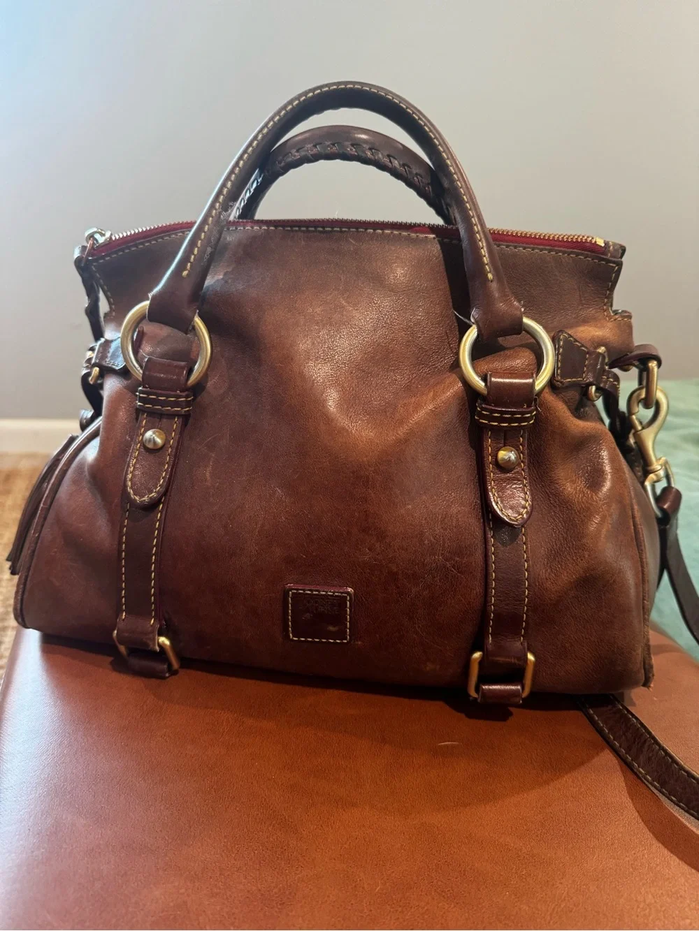 Classic Brown Leather Satchel Handbag